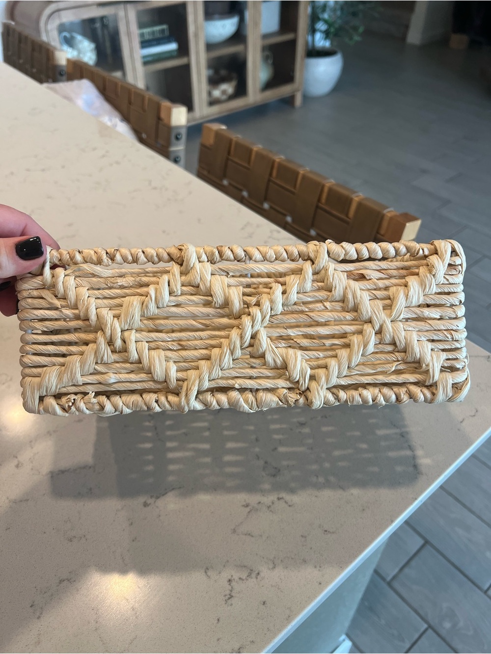 Small Woven Rectangular Storage Basket - Light Natural Color - Picture 3 of 6